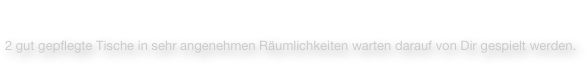 SNOOKER SPIELEN AT ITS BEST
2 gut gepflegte Tische in sehr angenehmen Räumlichkeiten warten darauf von Dir gespielt werden.